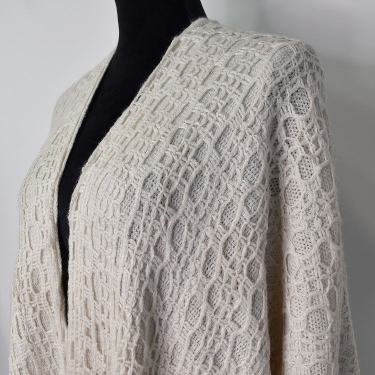 Poncho-sjal Mönsterstickad BEIGE