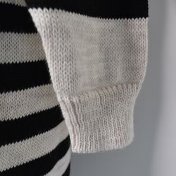 Stickad Klänning Randig BEIGE