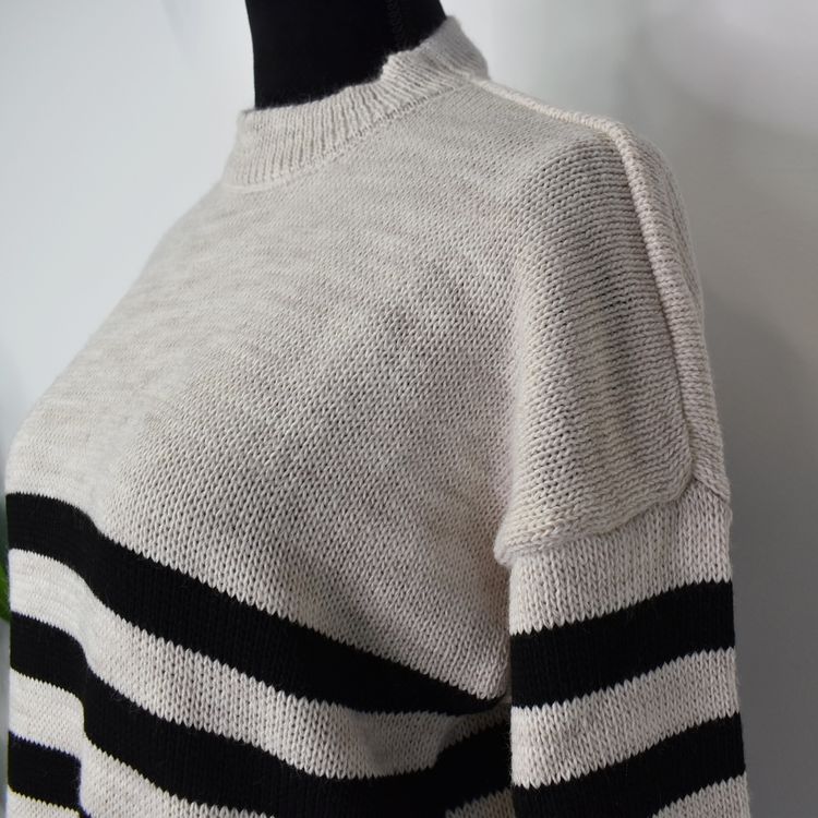 Stickad Klänning Randig BEIGE