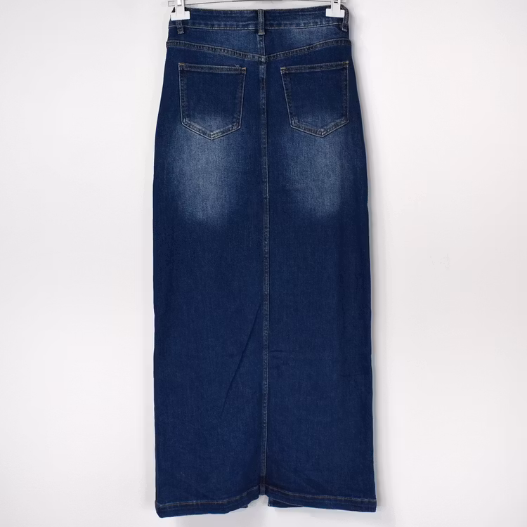 Jeanskjol med Slits MÖRK BLÅ - 3D Denim