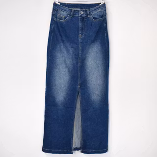 Jeanskjol med Slits MÖRK BLÅ - 3D Denim