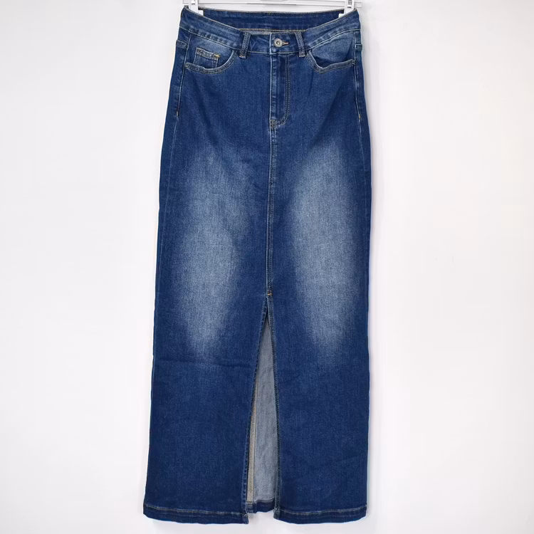 Jeanskjol med Slits MÖRK BLÅ - 3D Denim
