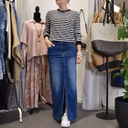Jeanskjol med Slits MÖRK BLÅ - 3D Denim