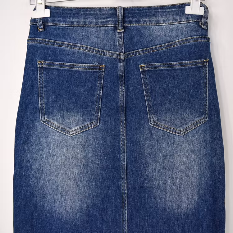 Jeanskjol med Slits MÖRK BLÅ - 3D Denim