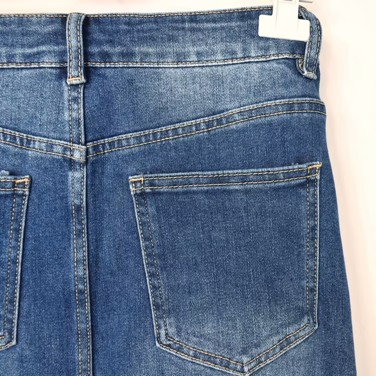 Jeanskjol med Slits MÖRK BLÅ - 3D Denim