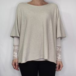 Stickad Ponchotröja BEIGE