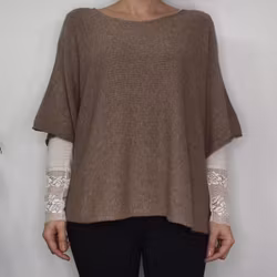 Stickad Ponchotröja TAUPE