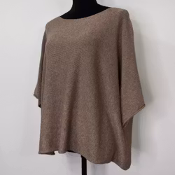 Stickad Ponchotröja TAUPE