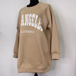 Sweatshirt med Tryck Over Size BEIGE FONCE