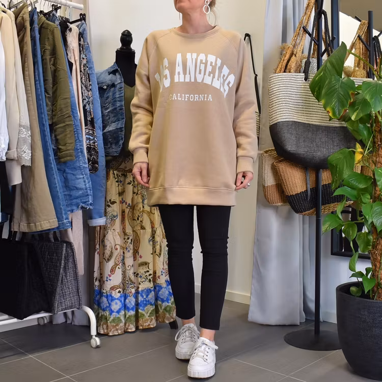 Sweatshirt med Tryck Over Size BEIGE FONCE