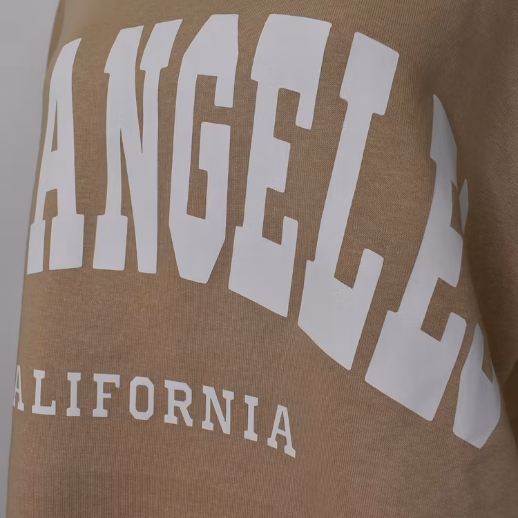 Sweatshirt med Tryck Over Size BEIGE FONCE