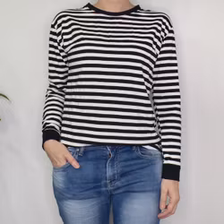 Långärmad t-shirt Randig VIT/SVART