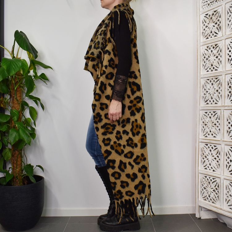 Lång Väst med Fransar LEOPARD