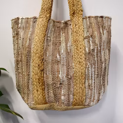 Väska i naturmaterial SHIMMERY GOLD