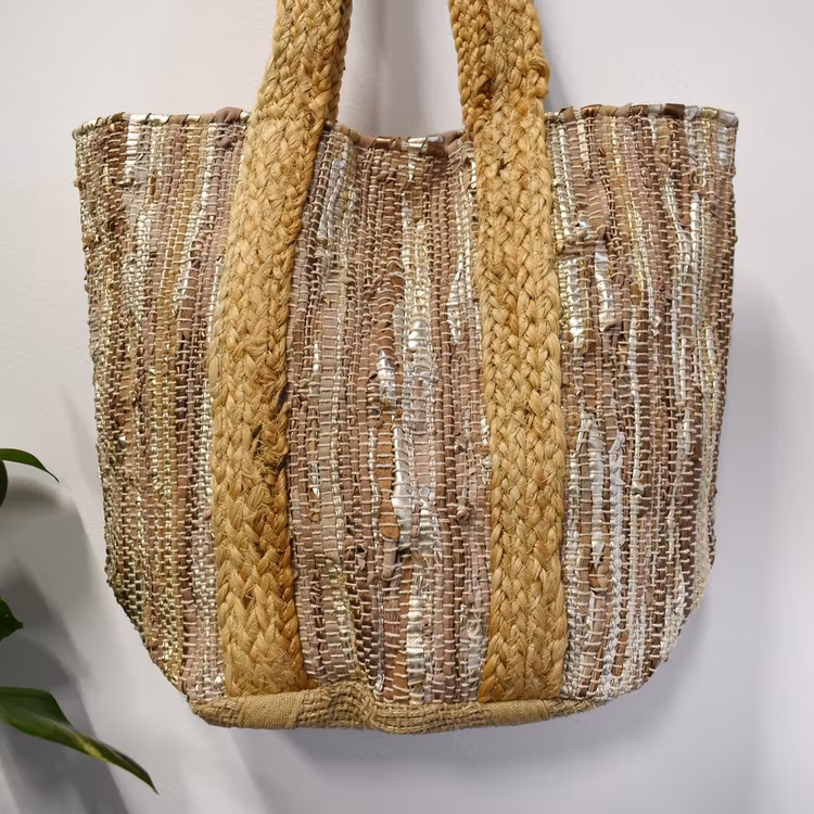 Väska i naturmaterial SHIMMERY GOLD