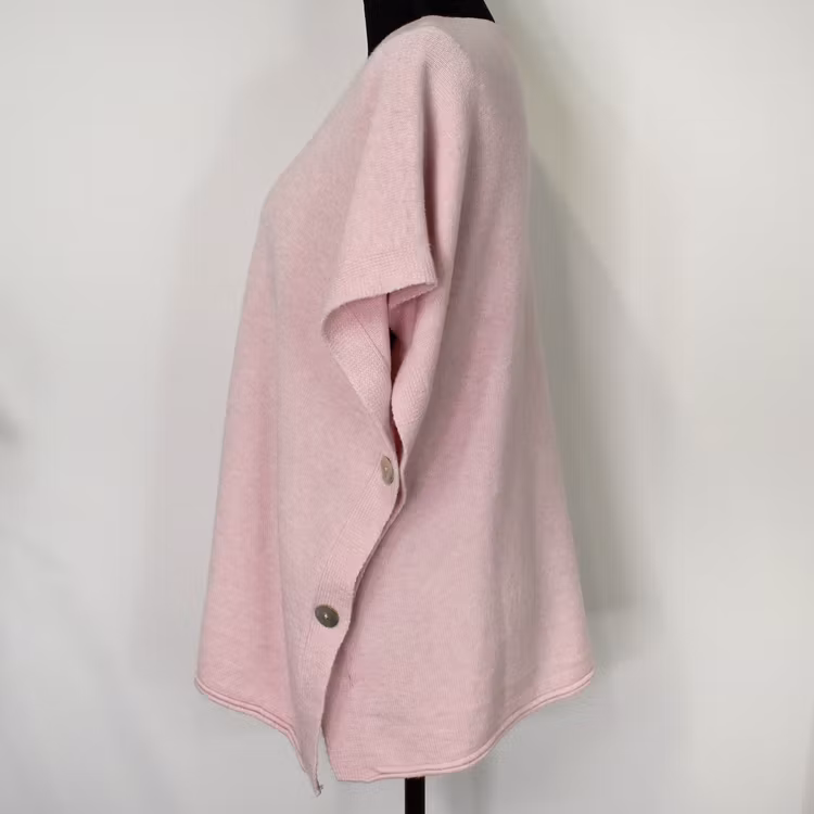 Stickad Ponchotröja med Knappar ROSA