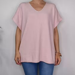 Stickad Ponchotröja med Knappar ROSA