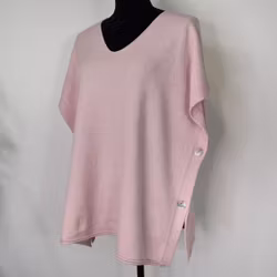 Stickad Ponchotröja med Knappar ROSA