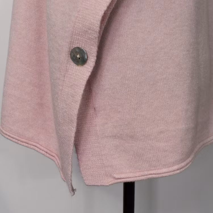Stickad Ponchotröja med Knappar ROSA