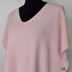 Stickad Ponchotröja med Knappar ROSA