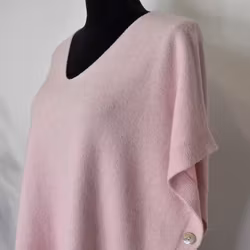 Stickad Ponchotröja med Knappar ROSA