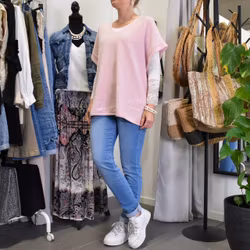 Stickad Ponchotröja med Knappar ROSA