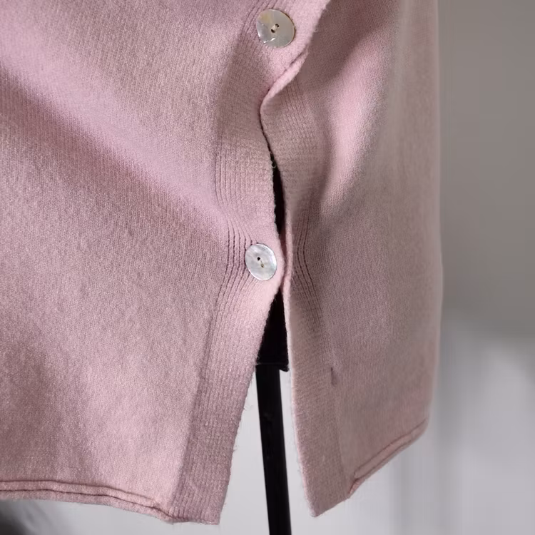 Stickad Ponchotröja med Knappar ROSA