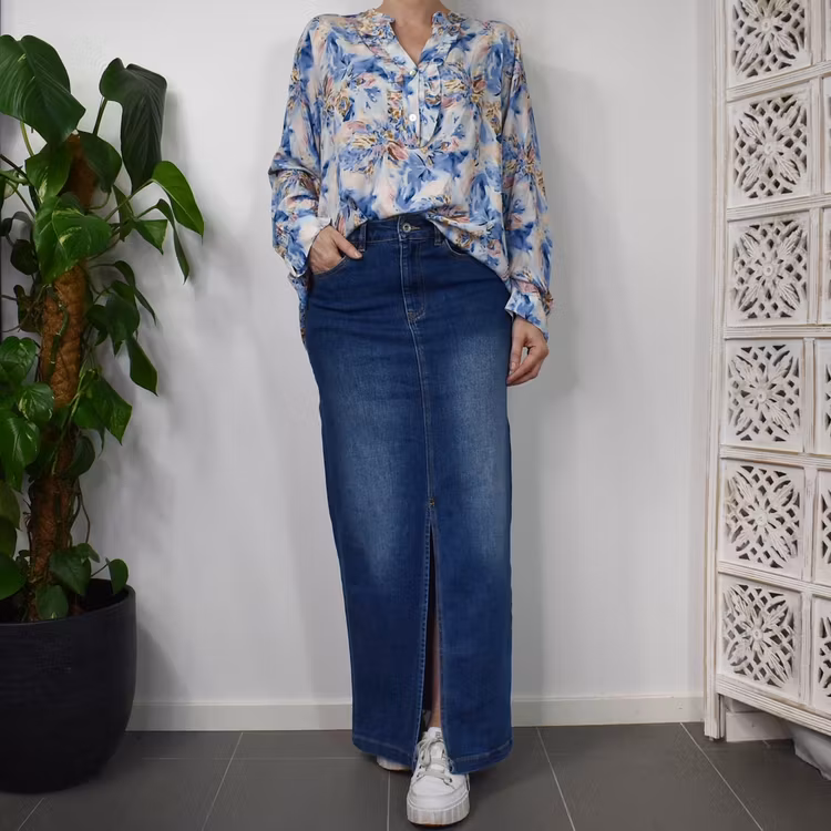 Blus Estie Mönstrad BLÅ - Mix By Heart