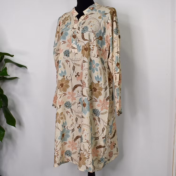 Klänning Eva Blommig BEIGE - Marta du Chateau