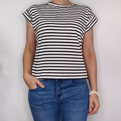 T-shirt Randig VIT/SVART