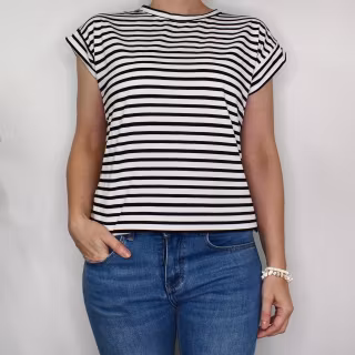 T-shirt Randig VIT/SVART