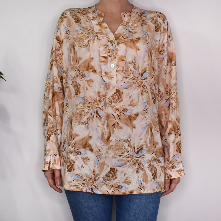 Blus Estie Mönstrad BEIGE - Mix By Heart