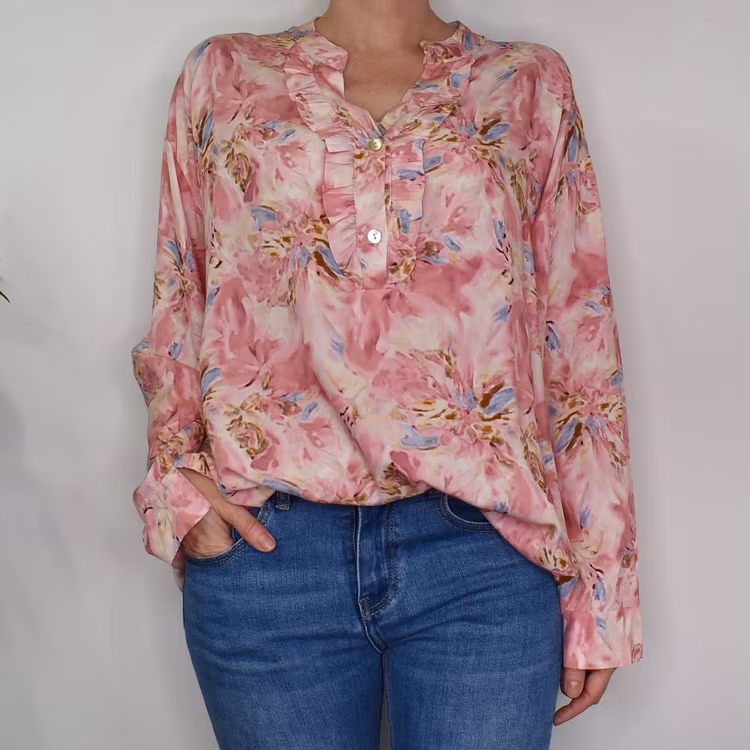 Blus Estie Mönstrad ROSA - Mix By Heart