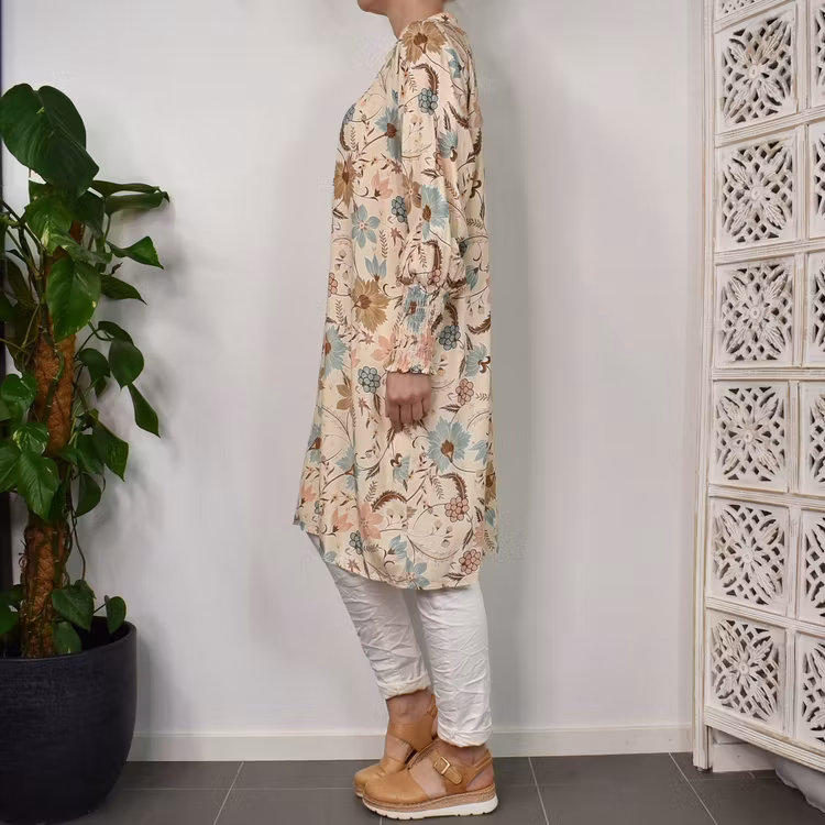 Klänning Eva Blommig BEIGE - Marta du Chateau