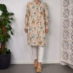 Klänning Eva Blommig BEIGE - Marta du Chateau