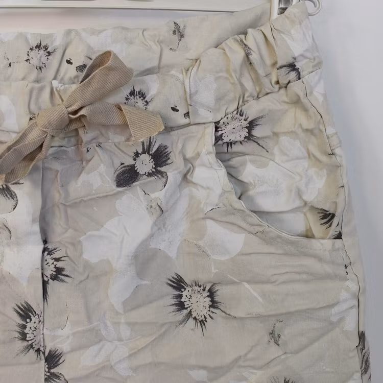Stretchig Byxa Merilyn Blommig BEIGE - Marta du Chateau
