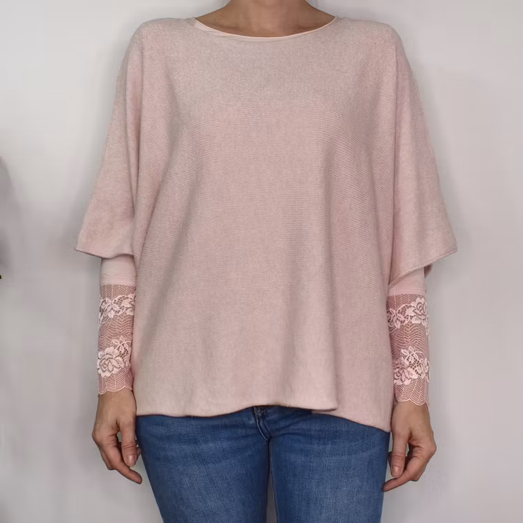 Stickad Ponchotröja ROSE