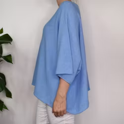 Stickad Ponchotröja HIMMELBLÅ