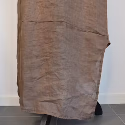 Lång skjortklänning i linne BRUN FANGO