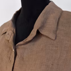 Lång skjortklänning i linne BRUN FANGO