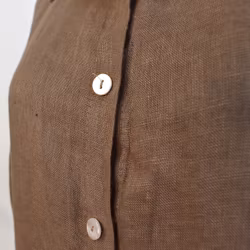 Lång skjortklänning i linne BRUN FANGO