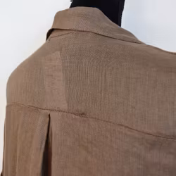 Lång skjortklänning i linne BRUN FANGO