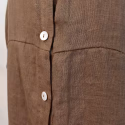 Lång skjortklänning i linne BRUN FANGO