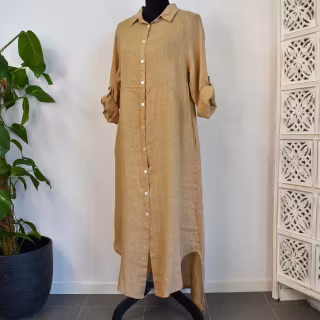 ANDRASORTERING Lång skjortklänning i linne CAMMELLO