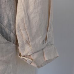 Kort skjortklänning i linne LJUSBEIGE