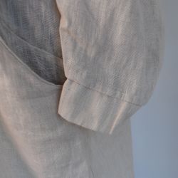 Kort skjortklänning i linne LJUSBEIGE