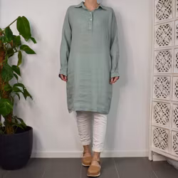 Kort skjortklänning i linne SALVIA