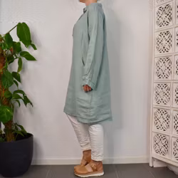 Kort skjortklänning i linne SALVIA