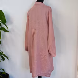 Kort skjortklänning i linne CARAMEL