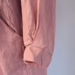 Kort skjortklänning i linne CARAMEL